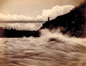 Les rapides, sous le pont suspendu - Charles Bierstadt