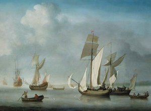 Calme plat au large de la côte - Charles Brooking