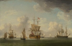 Navires anglais sous voile par une brise très légère