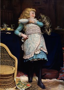 Enfant avec chat - Charles Burton (after) Barber
