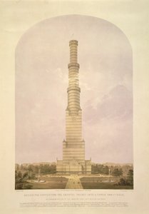 Conception pour convertir le Crystal Palace en une tour de 1000 pieds de haut, pub. par Ackermann und Co., 1852 - Charles Burton