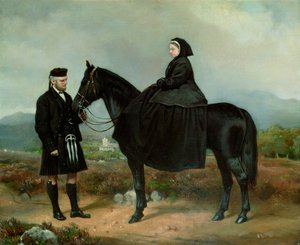 La Reine Victoria (1819-1901) à cheval avec John Brown - Charles Burton