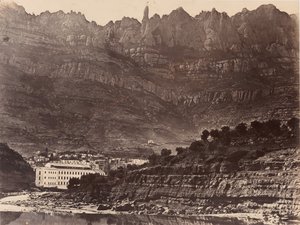 Monserrat, vue générale de la montagne depuis Monistrol, 1860 - Charles Clifford