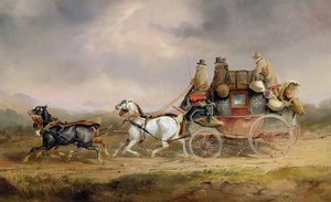 Les Diligences sur la route : Le Royal Mail de Louth à Londres progressant à grande vitesse