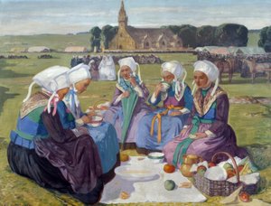 Femmes de Plougastel au Pardon de Sainte-Anne-La-Palud - Charles Cottet