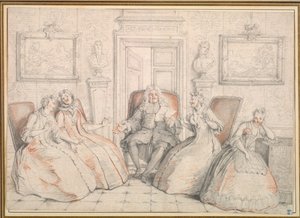 Trissotin lisant à Philaminte, Bélise et Armande (acte 3, scène 2 de "Les Femmes Savantes" de Molière) - Charles Coypel