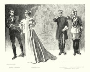 Rudolph Rassendyll, Princesse Flavia, Colonel Sapt, Lieutenant Bernenstein (lithographie) - Charles Dana Gibson