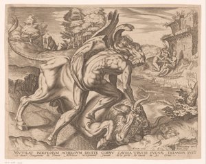 Hercules bedwingt de stier van Kreta