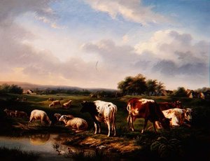 Bétail et Moutons dans un Paysage