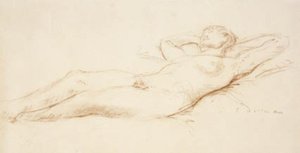 Modèle féminin allongé avec les mains sous la nuque