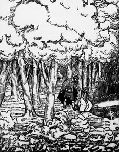Gravure sur bois par Charles Doudelet (1861-1938) pour Pelléas et Mélisande de Maurice Maeterlinck (1862-1949), publiée par Claudio Argentieri, Spoleto, Italie - Charles Doudelet