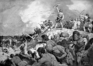 Bataille de Mons Badonicus, vers 500 après J.-C., vers 1920 - Charles Dudley Tennant