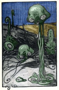 Illustration de M. Dudouyt pour le roman de H. G. Wells (1866-1946) 