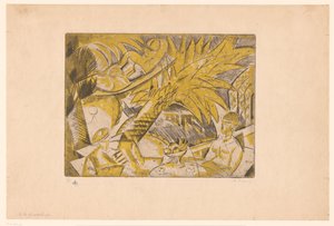 Figures prenant un bain de soleil sous un palmier - Charles Dufresne (signed by artist)
