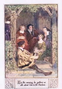 Le soir, il nous rassemble tous autour de lui dans le pavillon - Charles Edmund Brock