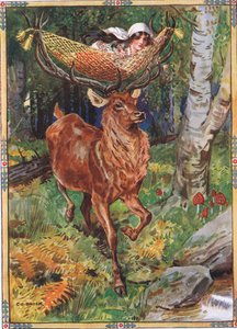 Le cerf avec le hamac de soie dans Contes pour enfants des légendes roumaines par Moses Gaster (1856-1939) 1921 - Charles Edmund Brock
