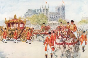 Le carrosse du couronnement tourne sur l