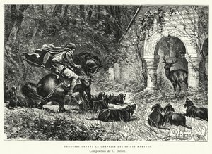 Dagobert devant la chapelle des saints martyrs (gravure) - Charles Edouard Delort