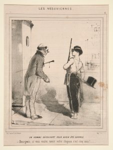 Un homme découvert pour avoir été surpris, de la série Les Vésuviennes publiée dans Le Charivari - Charles Edouard de Beaumont