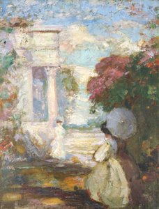 Paysage lyrique avec deux figures en tenue du XIXe siècle - Charles Edward Conder