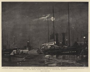 Nuit, le yacht royal Alberta dans le port de Portsmouth - Charles Edward Dixon