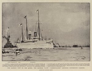 La visite du Kaiser à la Reine, le yacht impérial Hohenzollern entrant dans le port de Portsmouth - Charles Edward Dixon