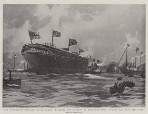 Le lancement du nouveau yacht royal Victoria et Albert à Pembroke Dock, à flot pour la première fois