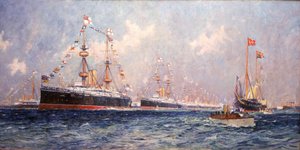 Le magazine pendant le jubilé de diamant de la reine Victoria (1819-1901) à Spithead (Angleterre), 26 juin 1897 - Charles Edward Dixon