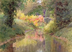 Automne dans le jardin de Houghton Tower, Lancashire - Charles Edwin Flower