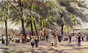 Zoo de Londres : Allée principale, avec des éléphants - Charles Edwin Flower