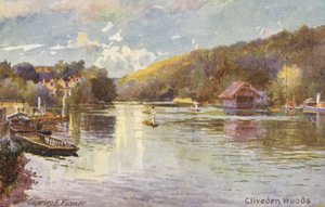 Rivière Thames : Cliveden Woods (lithographie en couleur)