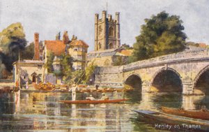 Rivière Thames : Henley on Thames (lithographie en couleur) - Charles Edwin Flower