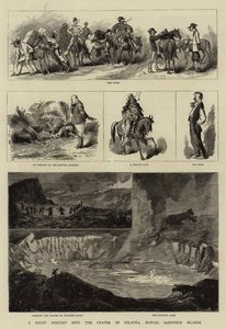 Descente nocturne dans le cratère de Kilauea, Hawaï, îles Sandwich - Charles Edwin Fripp