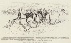 Le cheval de Compton bivouaquant à Kroonstad