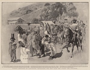 Réfugiés hindous à Ladysmith, séparant les hommes des femmes et des enfants - Charles Edwin Fripp