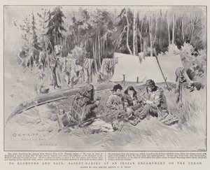 Vers le Klondyke et retour, fabrication de paniers dans un campement indien sur le Yukon - Charles Edwin Fripp