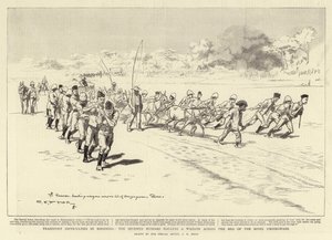 Difficultés de transport en Rhodésie, les septièmes hussards tirant un chariot à travers le lit de la rivière Umzingwane - Charles Edwin Fripp