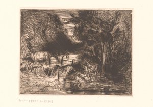 Paysage avec vache et cours d