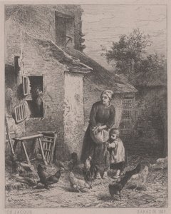 Un coin de cour - Charles Emile Jacque