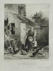 Un Coin de la Cour - Charles Emile Jacque