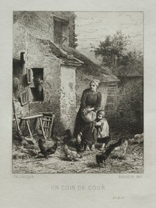 Un coin de la cour - Charles Emile Jacque