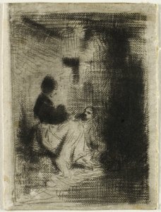 Une femme et son enfant - Charles Emile Jacque