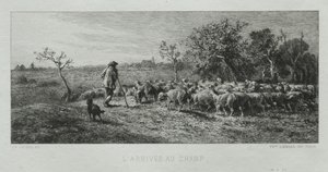 Arrivée au champ - Charles Emile Jacque