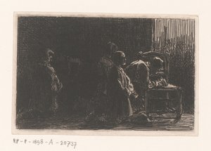 Figures priant devant une chaise - Charles Emile Jacque