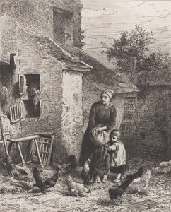 Coin de la cour, 1864 - Charles Emile Jacque