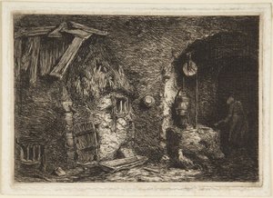 Intérieur de cottage - Charles Emile Jacque
