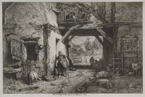 Intérieur de ferme - Charles Emile Jacque