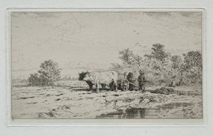 Paysage, travailleurs - Charles Emile Jacque