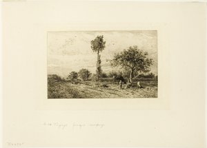 Paysage avec route sinueuse - Charles Emile Jacque