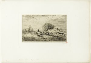 Paysage avec troupeau de cochons - Charles Emile Jacque